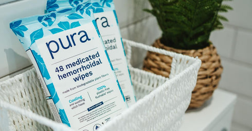 Pura Flushable Hemorrhoid Wipes, 1 x 48 Wipes, Medicated Wipes with 50% Cooling Witch Hazel, Soothing Coconut Oil & Aloe Vera, Fast Acting Relief,...