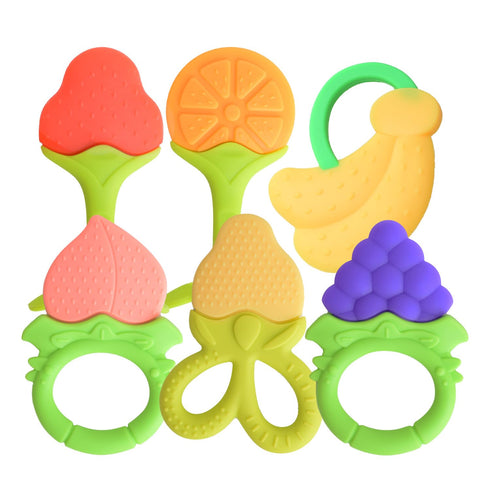 Baby Teething Toys 6 PCS BPA Free Silicone Baby Teethers, Freezer Safe Organic Infant Teething Toys Soft & Textured for Natural Brain Development...