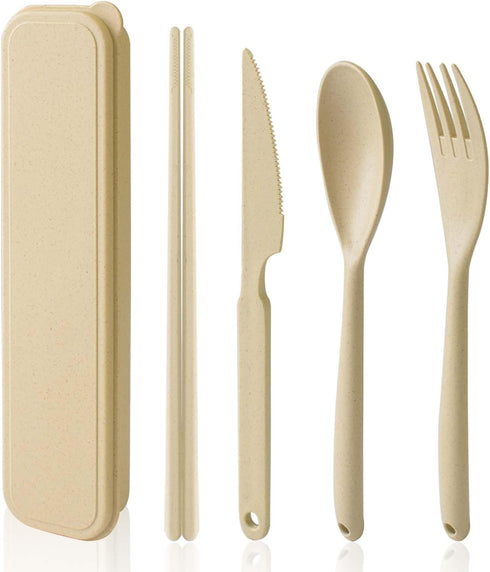 Large Travel Utensils with Case, Reusable Utensils Portable Travel Cutlery Set for Lunch School Picnic Camping or Daily Use...