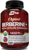 NutriFlair Organic Berberine with Ceylon Cinnamon 1450mg, 120 Capsules...
