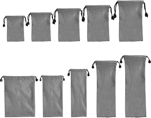 Drawstring Bags Set Small Grey Waterproof Storage Bag Cloth Bag Flannel Cinch and Ditty Pouch Gift Wrap Big Storage Bags Pouches,12 Pcs (7x11CM).....