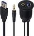 Duttek USB Panel Flush Mount cable - 3.3ft USB 3.0 & 3.5MM Male to Female AUX Extension Mount, Dash Mount, Flush Mount, Panel Mount Cable, for Car...