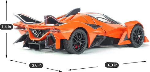 Toy Cars Apo Project EVO Model 1:32 Metal Diecast Car Toys with Light and Sound Pull Back Car for 3 4 5 6 7 Year Old Boys (Orange)...