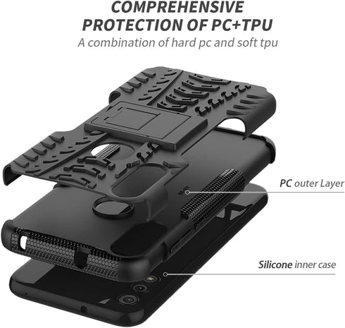 for Moto E Phone Case, Motorola e Case with HD Screen Protector, Shockproof Silicone Protective with Kickstand Hard Phone Cover for Moto E (2020) ...