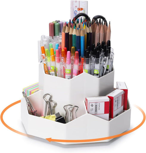 Pencil Pen Holder for Desk, 9 Slots 360 Degree Rotating Desk Organizer, Desktop Storage Pen Organizers Stationery Supplies, Cute Pencil Cup Pot fo...
