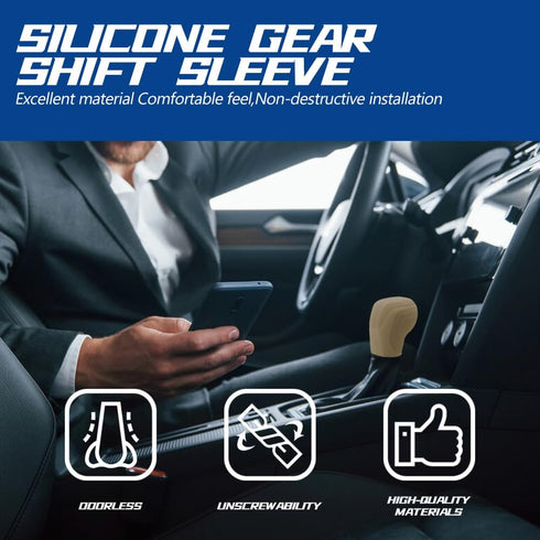 2PCS Car Gear Shift Knob Cover, Elastic Silicone Car Automatic Shift Protector Cover, Comfortable Anti-Slip Handbrake Shifter Cover, Car Interior ...