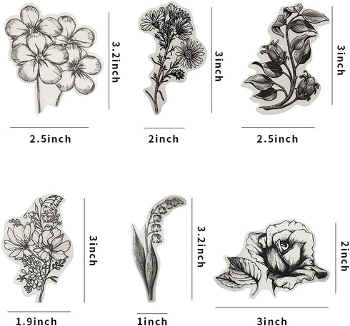 120 PCS Black and White Vintage Retro Flower Plant Stickers Decals for Laptop Scrapbooking Journal Planner Card Making...
