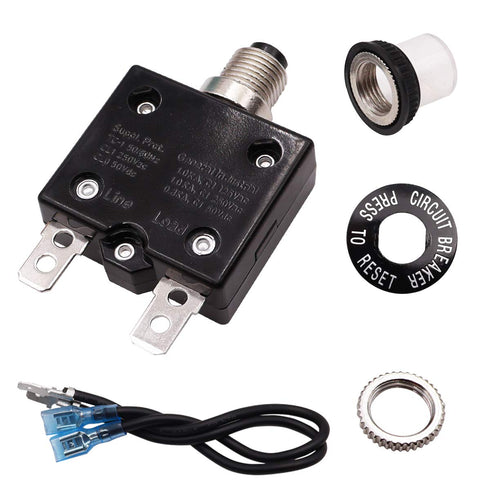 Tnisesm 3A Push Button Circuit Breaker 125/250V AC 50V DC, L1 Series Manual Reset Thermal Circuit Breaker with 19cm Wire Leads, 6.3mm Female Spade...