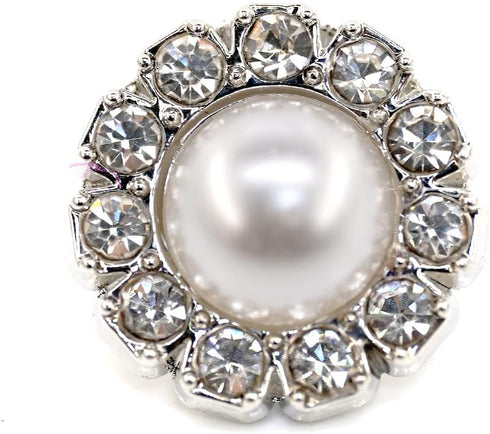 Gear Shape Rhinestone Silver Faux Pearl Sewing Shank Buttons 20 Pcs - 12.5mm, 1/2"...