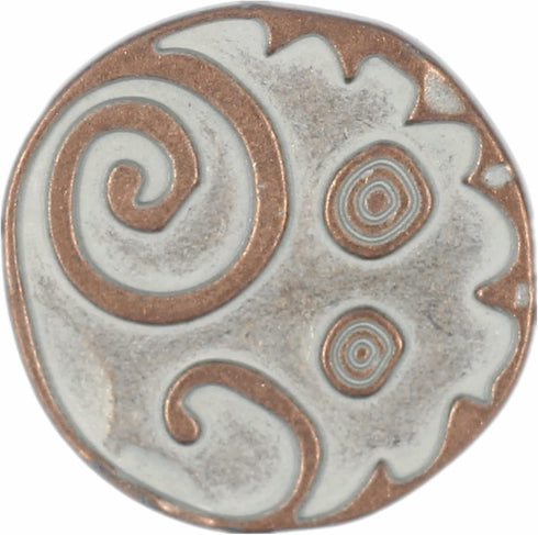 Bezelry 12 Pieces Swirl and Circles Metal Shank Buttons. 20mm (3/4 inch) (Copper White Patina)...