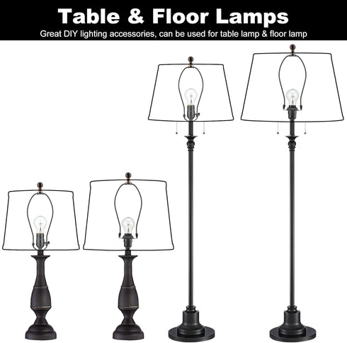 Bronze Lamp Shade Holder with Lamp Finials - 10 Inch, 2 Set Lamp Harp with 3/8 Standard Saddle, E26 Light Base UNO Fitter Adapter, Lamp Hardware f...