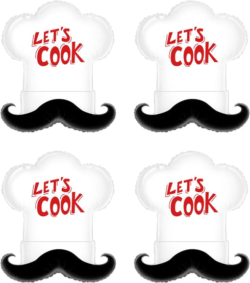 4pcs Little Chef Hat balloons,cookie chef helium balloons for baking birthday party/cooking theme party decoration/chef theme party supplies/BBQ p...