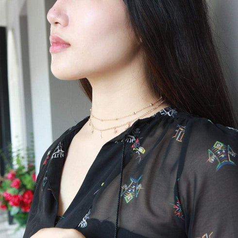 Olbye Moon Star Necklace Layered Satellite Necklace Choker Double Chain Gold Necklace for Women and Girls...