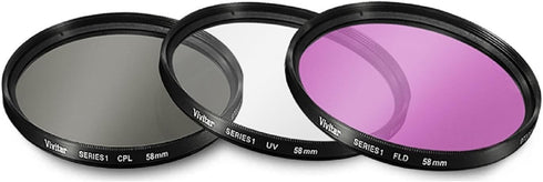 58mm Multi-Coated 3 Piece Filter Kit (UV-CPL-FLD) for Canon Rebel T5, T6, T6i, T7i, T8i, EOS 80D, EOS 90D, EOS 77D, SL3 Cameras with Canon EF-S 18...