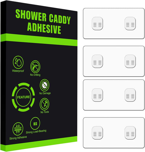 4 Pack Shower Caddy Adhesive,Shower Shelf Adhesive Replacement,No Drilling Shower Adhesive Strips for Shower Caddy,Bathroom Shelves and Kitchen Ra...