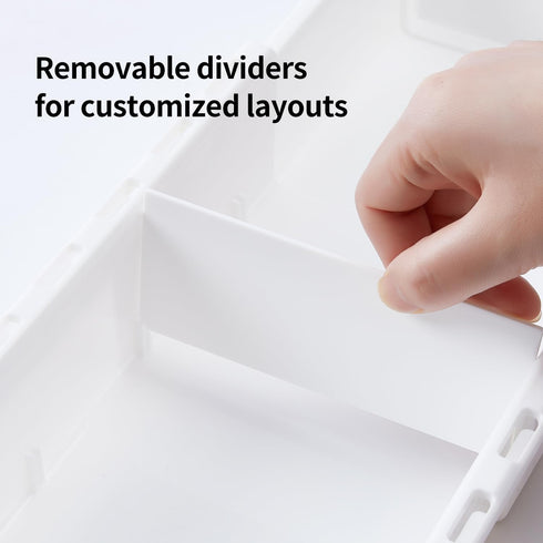 Plastic Drawers Organizer for Office Bathroom Bedroom Kitchen Desk - 1 Layers More White Storage Tray - Expandable 11.4-18.1 Inches...