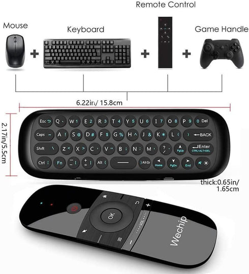 WeChip W1 Universal TV Remote Air Mouse, Wireless Keyboard Fly Mouse 2.4GHz Connection Air Remote Keyboard Mouse for Android TV Box/PC/Smart TV/Pr...