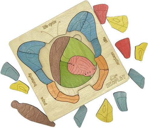 LIFE CYCLE of A BUTTERFLY | 31 Piece Wooden Multilayered Jigsaw Puzzles for Kids | Educational Toy and Gift for Boys & Girls 3 Years and above...