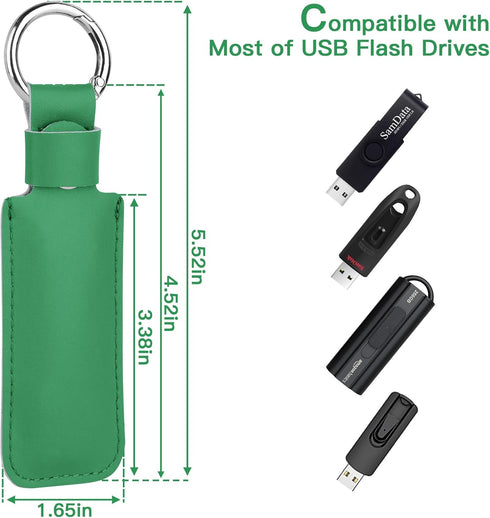 Microfiber Leather USB Flash Drive Case - Anti Lost USB Flash Drive Holder Protective Cover with Keychain, Small Portable Storage Carrying Case fo...