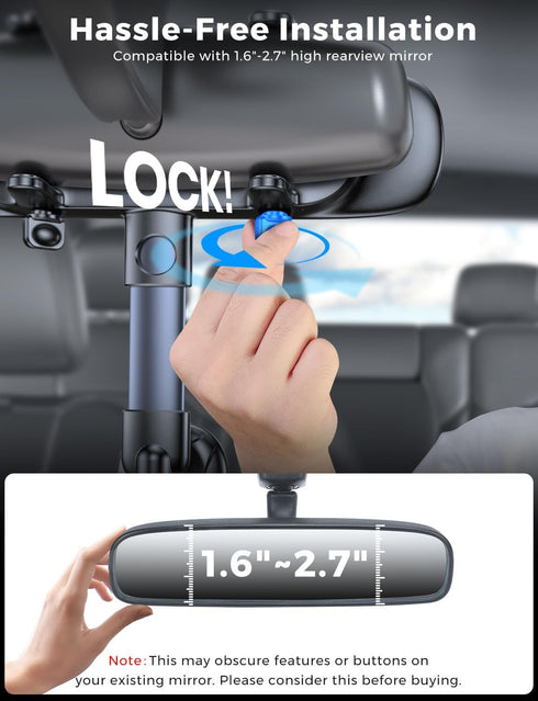 eSamcore Rear View Mirror Phone Holder, Car Phone Mount with 11.5" Rearview Mirror Adjustable Car Mount Accessories Compatible with iPhone 15 14 1...
