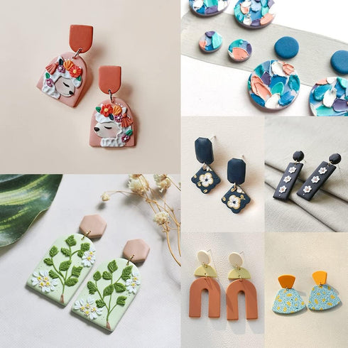 Polymer Clay Cutters for Earring Making - 160pcs Clay Tools Set with Earrings Accessories, 42+8pcs Different Shape Plastic Clay Molds clay cutters...