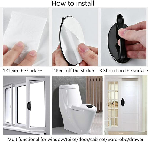 6 Pcs Self-Stick Instant Cabinet Drawer Kitchen Sliding Door Handle Helper Auxiliary Door Window Stick Push Pull Knobs Convenient Opening No Drill...