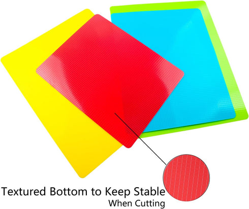 Flexible Cutting Board mats, Plastic Cutting Boards for Kitchen Cooking, Cutting board sheets for Meat and Vegetables, Dishwasher Safe Set of 4Pcs...
