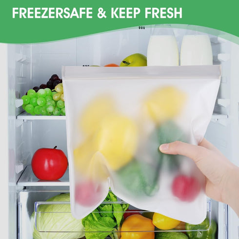 6 Pack Reusable Gallon Freezer Bags, Dishwasher Safe Reusable Ziploc Bags, BPA Free Freezer Storage Containers, Leakproof Silicone Bags for food S...