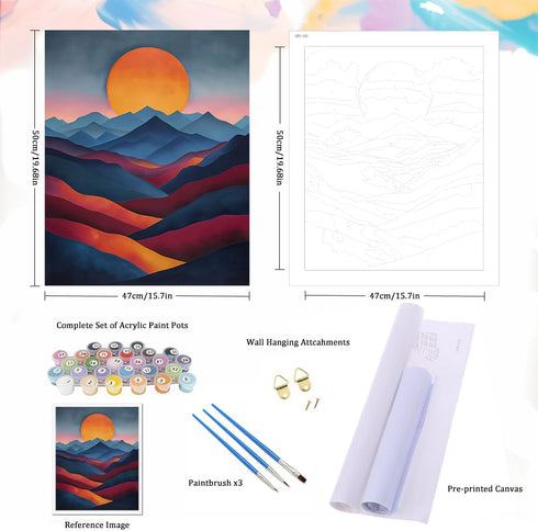 Natuyalo Paint by Numbers for Adults - DIY Adult Paint by Number Kits Painting on Canvas Mountain Painting by Numbers for Beginners, Sunset Landsc...
