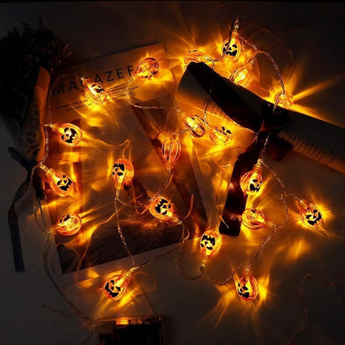 Halloween Pumpkin String Lights, 10 feet 20 LED Battery Powered 3D Jack-O-Lantern Halloween Decoration Lights for Indoor Outdoor Decor, Home Party...