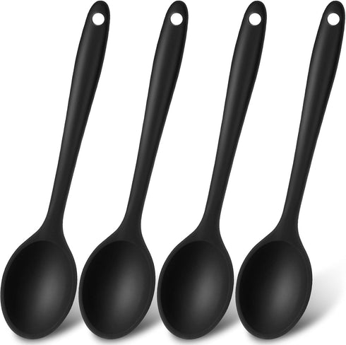 Patelai 4 Pieces Small Multicolored Silicone Spoons Nonstick Kitchen Spoon Silicone Serving Spoon Stirring Spoon for Kitchen Cooking Baking Stirri...