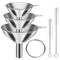 6 Pcs Stainless Steel Mini Funnels for Kitchen use. Large Tiny Small Funnel Set of 3, Metal Cooking Powder Food Grade Flask Funnels for Filling Bo...