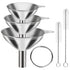 6 Pcs Stainless Steel Mini Funnels for Kitchen use. Large Tiny Small Funnel Set of 3, Metal Cooking Powder Food Grade Flask Funnels for Filling Bo...