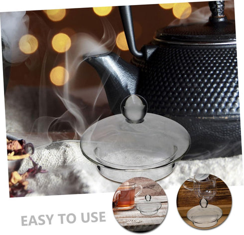 PRETYZOOM Teapot Accessory Teapot Lid Teapot Supply Clear Teacup Lid Lid Transparent Teaware Lid Tea Kettle Lid Accessory Delicate Cover Glass Hig...