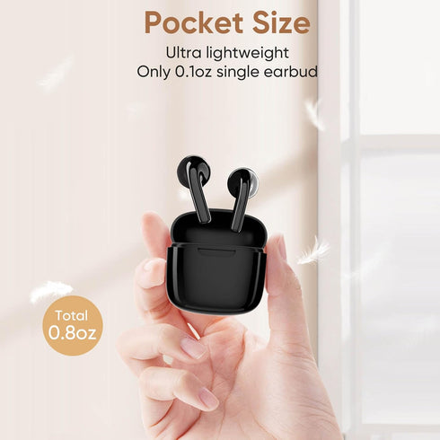 Black Earbuds, Wireless Bluetooth Earbuds, 25Hrs Playtime USB C TWS Built in Noise Cancellation Microphone with Charging Case, for Sports/Workout/...