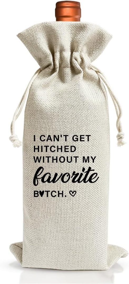 Bridesmaid Wine Gift Bag, Wedding Or Engagement Gift Bag For Her Best Friend Women Girl, Engagement Or Wedding Party Favors Decoration, Cotton Lin...