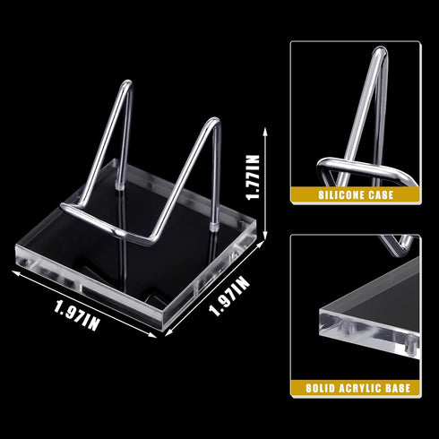 4 Pcs Rock Display Stand Crystal Display with Metal Arms and Acrylic Pedestal Base Decorative Easel Stand Mineral Crystal Display Stand for Gemsto...