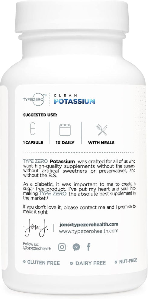 Type Zero Potassium Citrate (99mg, 120 Capsules) - Gluten Free, Non-GMO...
