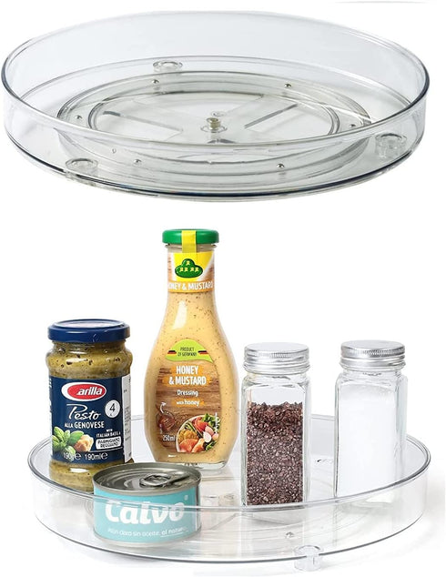 Clear Lazy Susan Organizer,9.2 inch Turntable Spice Rack,360 Rotating Turntable Organizer for Kitchen Cabinet,1 Tier Tray for Cabinet - Clear Spin...
