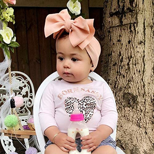 KIDOCHEESE Oversized Bows Baby Girl Headbands with Nylon Elastics, Large Hair Wraps and Accessories for Newborns, Infants, Toddlers...