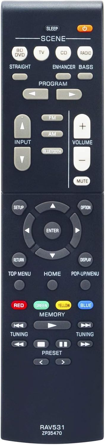 RAV531 ZP35470 Replacement Remote fit for Yamaha AV Receiver HTR-3068 HTR-4068 RX-V379 RX-V379BL RX-V381 RX-V381BL RX-V479 RX-V579 TSR-5790 TSR-57...