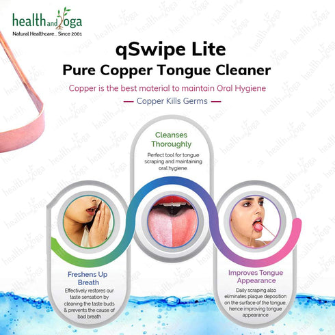HealthAndYoga™ qSwipe Lite Copper Tongue Cleaners (Pack of 3) – Prevents Bad breath, Improves taste- Flexible, Curved ends provide good grip – Com...