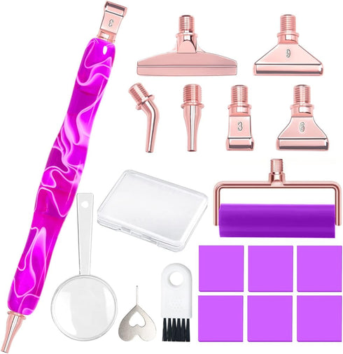 Praise V Do Ergonomic Diamond Painting Art Drill Bead Dot Pen Kit with Screw Steel Silver Metal Tip Nibs Placers Roller Tool Accessories for 5D Di...