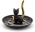 Happy Cat Posture Trinket Tray Decorative Ring Holder Jewelry Storage Dish Black/Golden Tail...