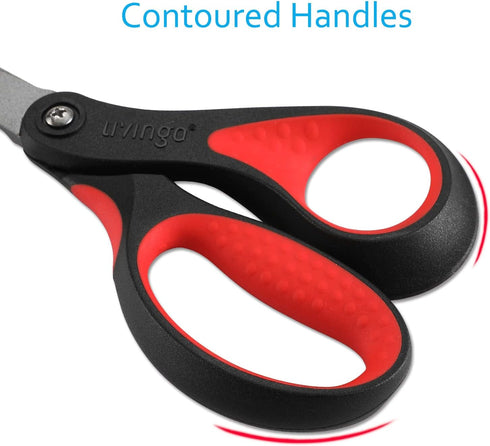 LIVINGO 8" Premium Scissors for Office, Multipurpose Titanium Non-Stick Craft Scissors for DIY, Sharp Stainless Steel Blades Comfort Grip, 3 Pack...