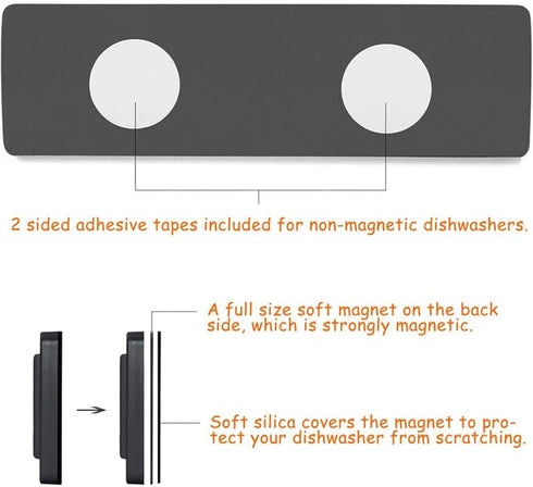 Cimkiz Dishwasher Magnet Clean Dirty Sign Shutter Only Changes When You Push It Non-Scratching Strong Magnet or 3M Adhesive Options Indicator Tells Whether Dishes Are Clean or Dirty (Silver)