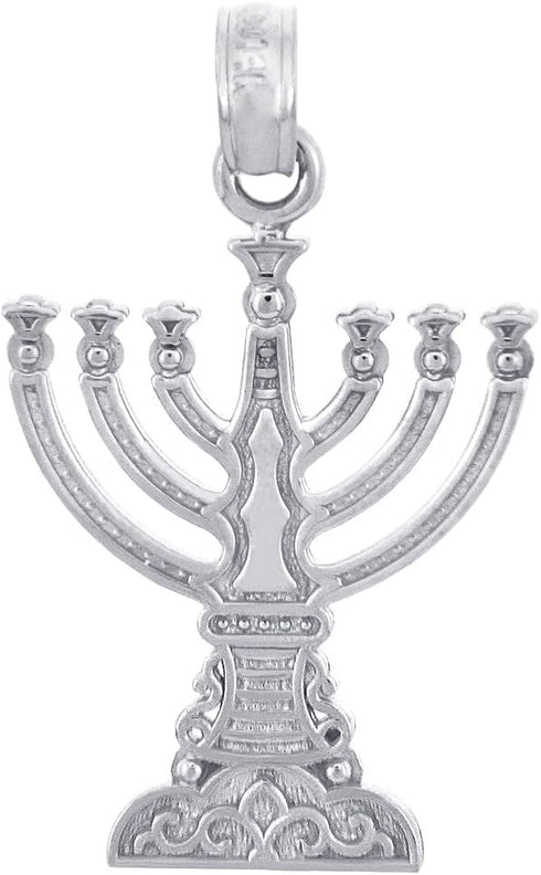Claddagh Gold Jewish Menorah Pendants - Silver Menorah Pendant (Small)...
