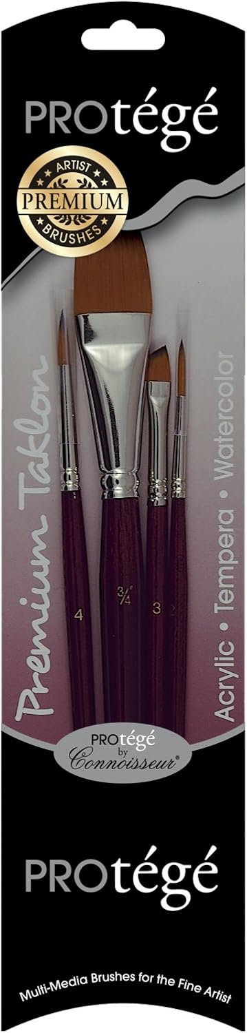 Connoisseur Protege 4-Piece Premium Taklon Short Handle Brush Set...