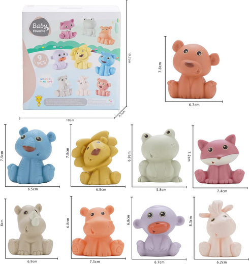 Baby Bath Toys for Babies 6 - 12 Months, 9 Pack No Hole Silicone Animal Bathtub Pool Float Toy Baby Girl Boy Present...