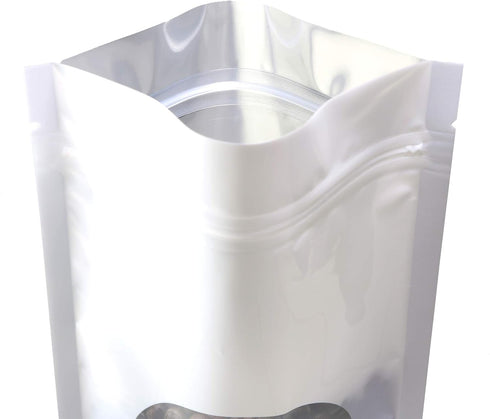 Double-Sided Matte/Glossy Color with Clear Round Window Stand-Up Pouch (100 Bags/Pack) (4" x 6.3", Glossy White)...